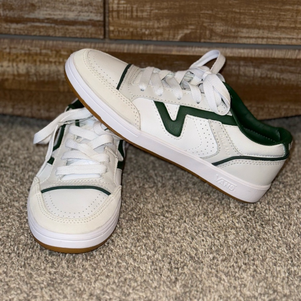 Emerald Green and White Vans